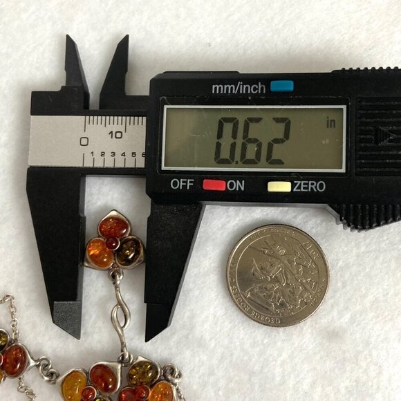 Sterling Silver 925 Multi Color Baltic Amber Flower Floral Y Necklace 16" -17.5" - Picture 15 of 16